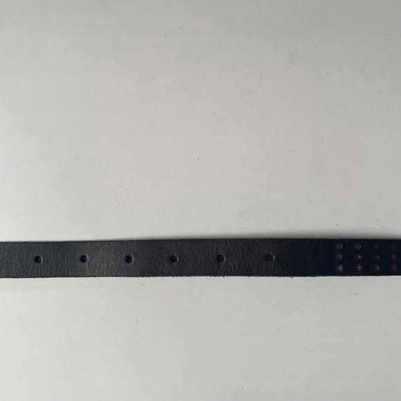 AllSaints Genuine Leather Belt Black Textured Studded Size Medium Made in Italy main image 4